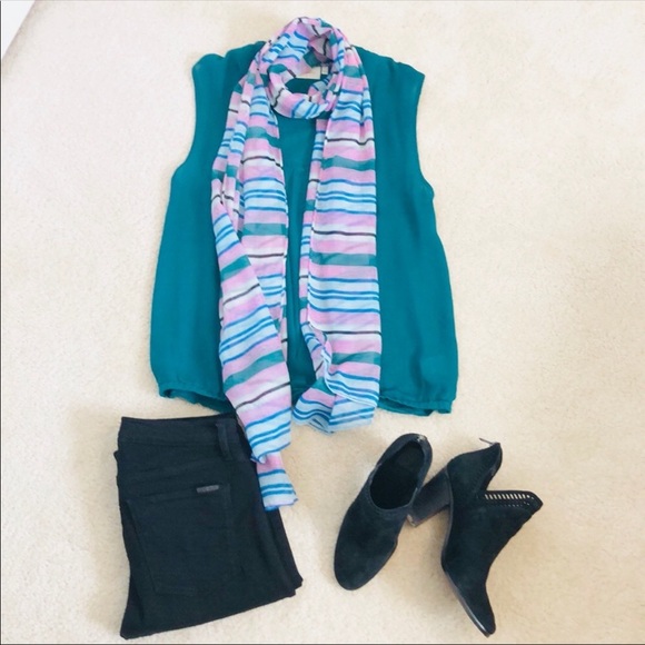 J. Crew Lightweight Scarf in Lavender Stripes - Picture 1 of 4